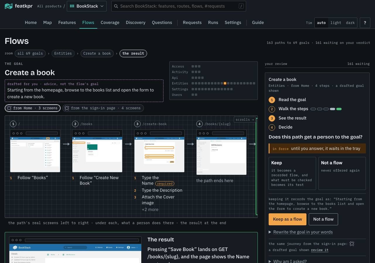 Flows · Create a book, step by step