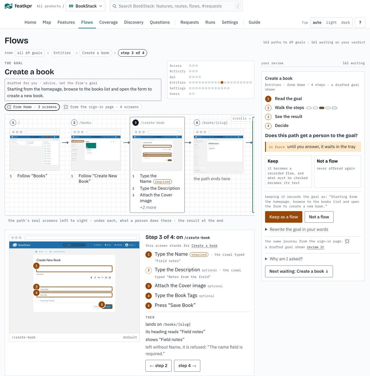 Flows · Create a book, step by step